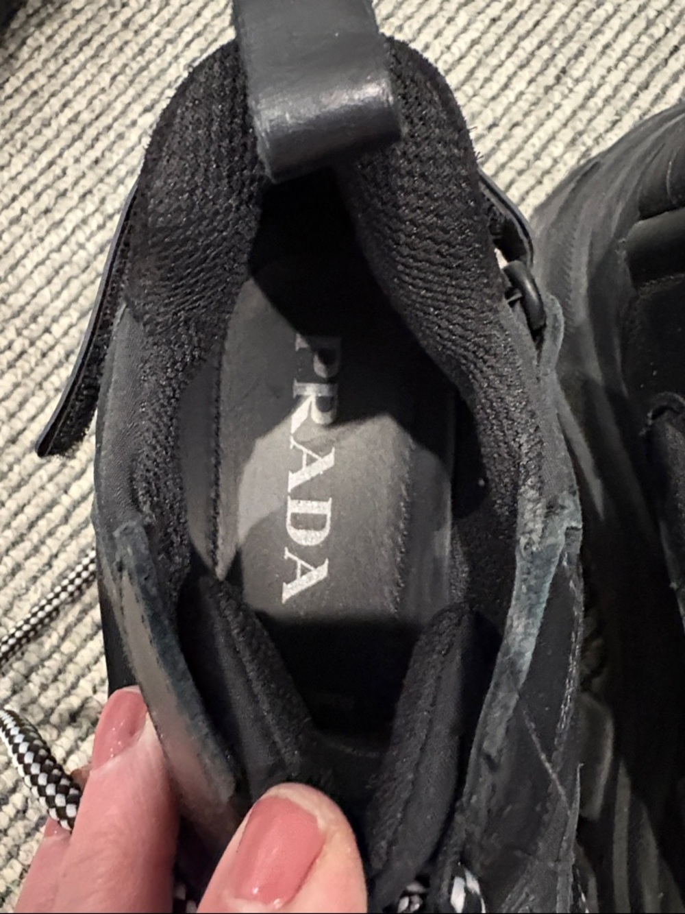 Prada Black Womens Leather Chunky Sneakers - Picture 2 of 4